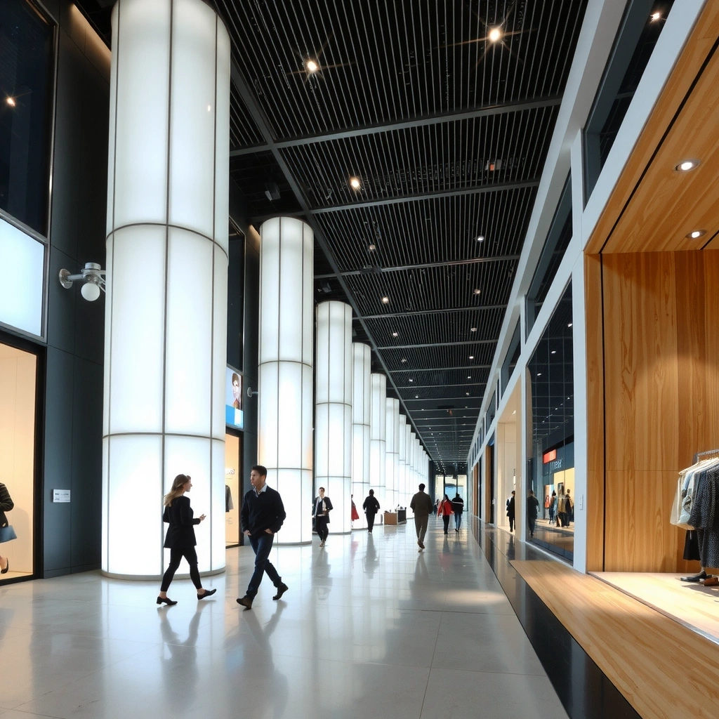 Interior de retail moderno en Bogotá